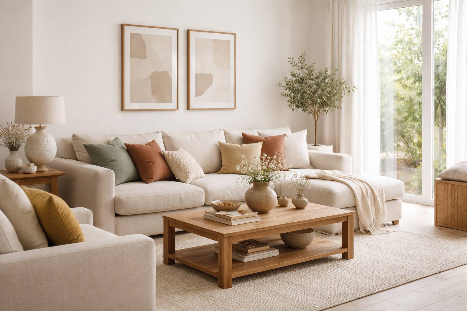 Beige, blanco roto y madera: 7 paletas neutras con acentos de color que siempre funcionan